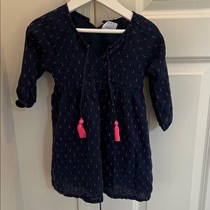 Mer St Barth girls navy and pink dress 2T
